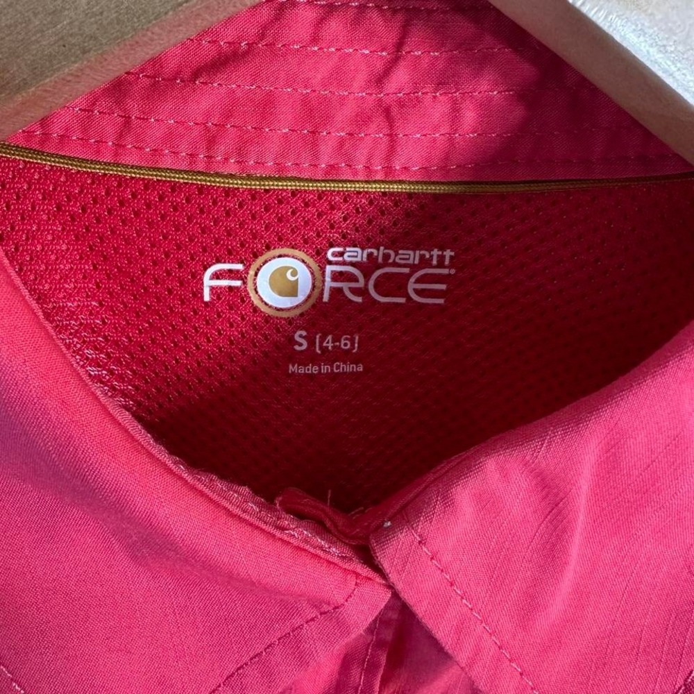 Carhartt Ridgefield Shirt S (4-6) Force Hot Pink Work Roll Tab Vented Collared - Picture 4 of 8